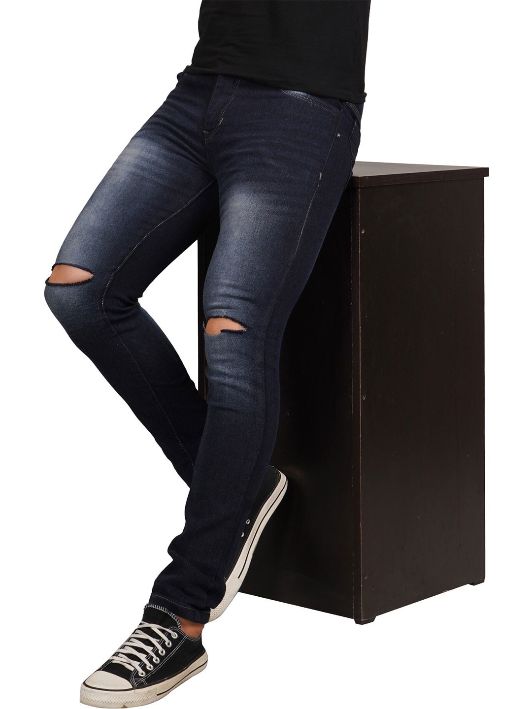 

COMFITS Men Cotton Slash Knee Light Fade Jeans, Blue