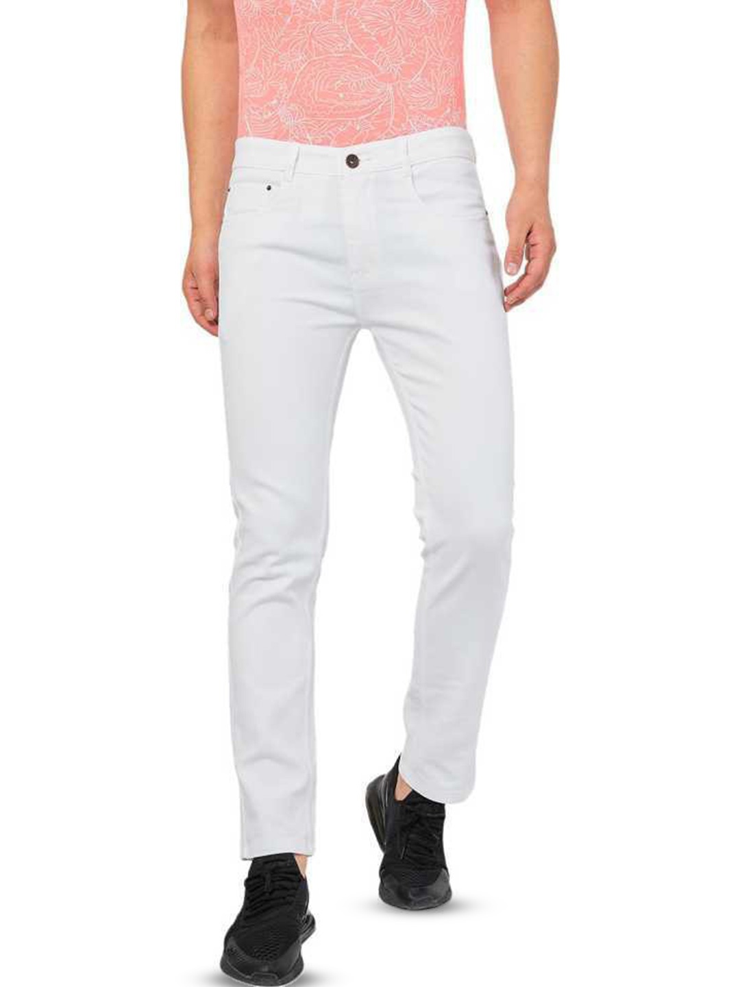 

COMFITS Men Classic Regular Fit Mid-Rise Cotton Jeans, White