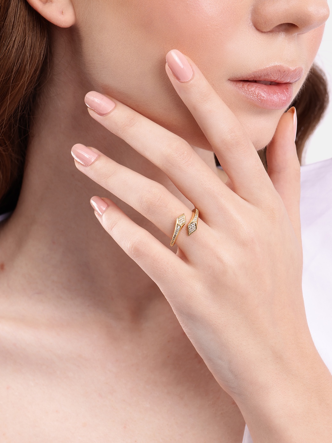 

DressBerry Stone Studed Finger Ring, Gold