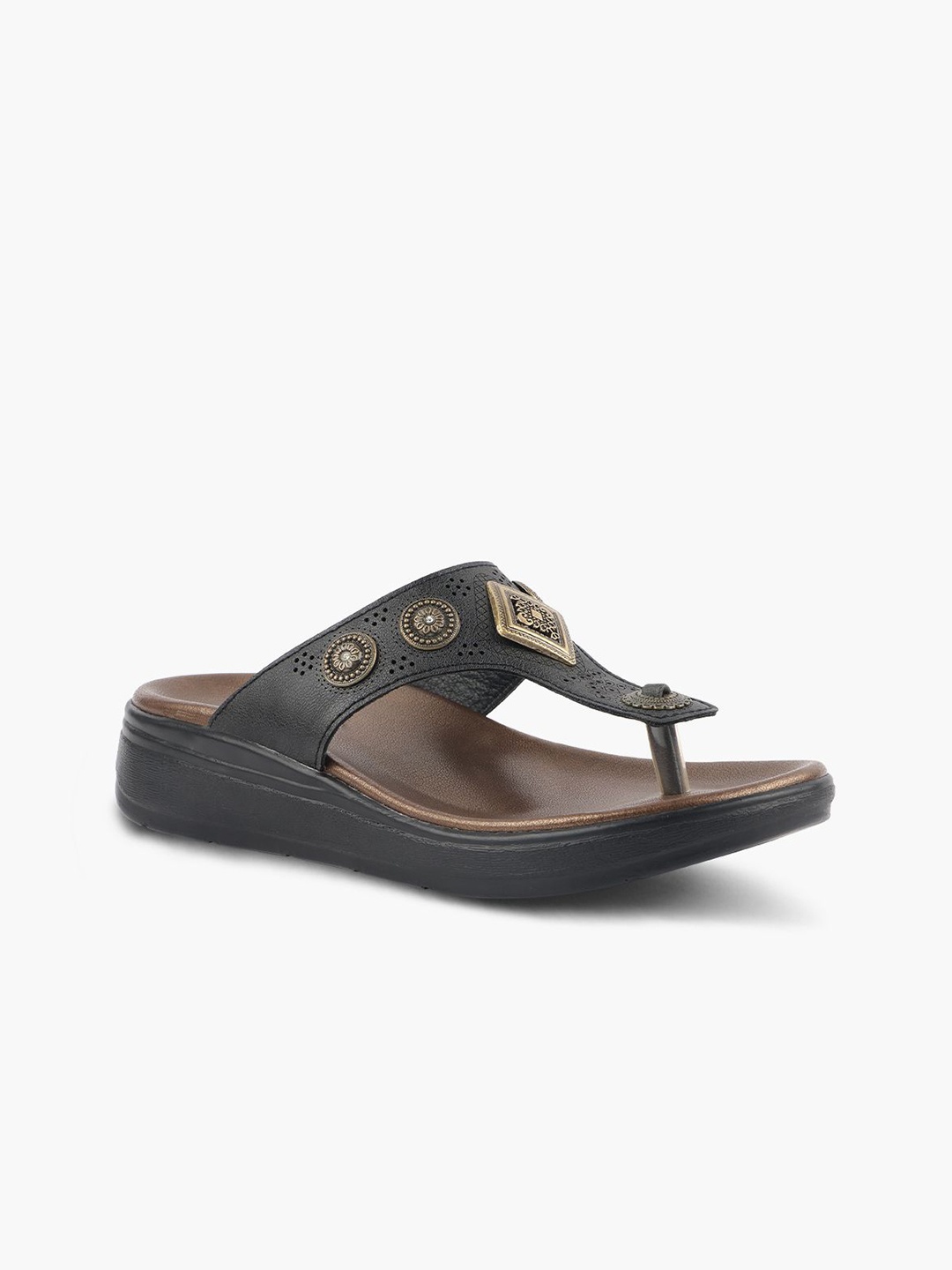 

MEDIFEET Women Ethnic - Embellished Open Back Open Toe Comfort Sandals, Black