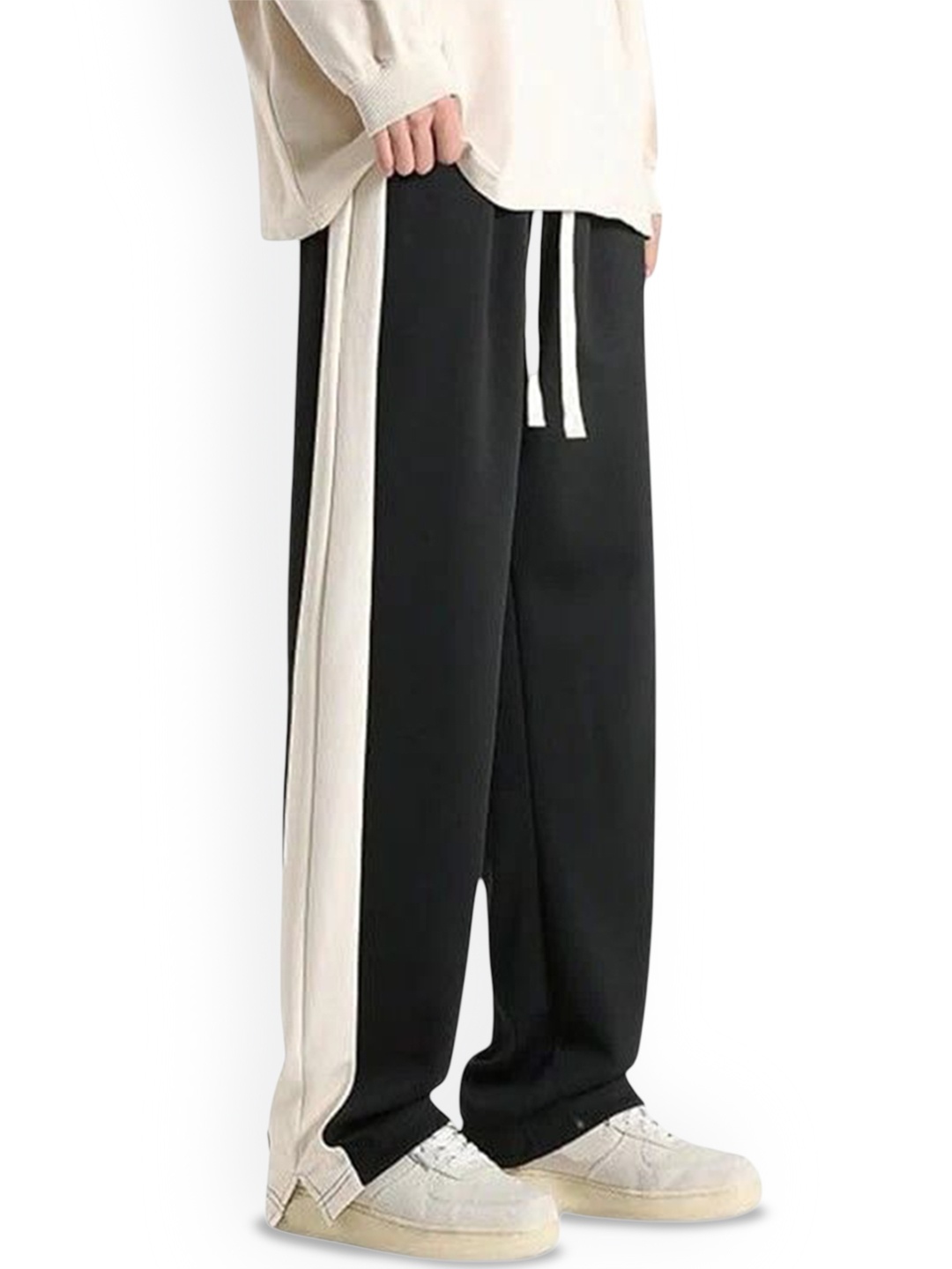 

SAKHWALA Men Striped Straight Fit Track Pants, Black