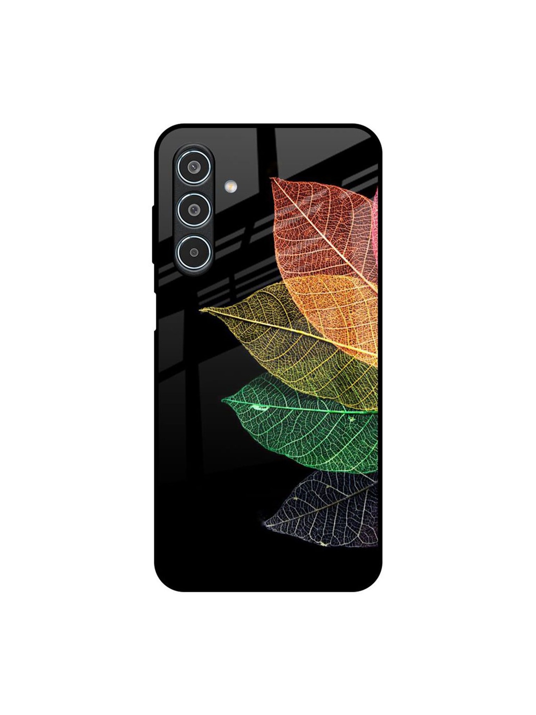 

QRIOH Colorful Leaves Real Samsung Galaxy M35 5G Impact Resistant Back Case, Black