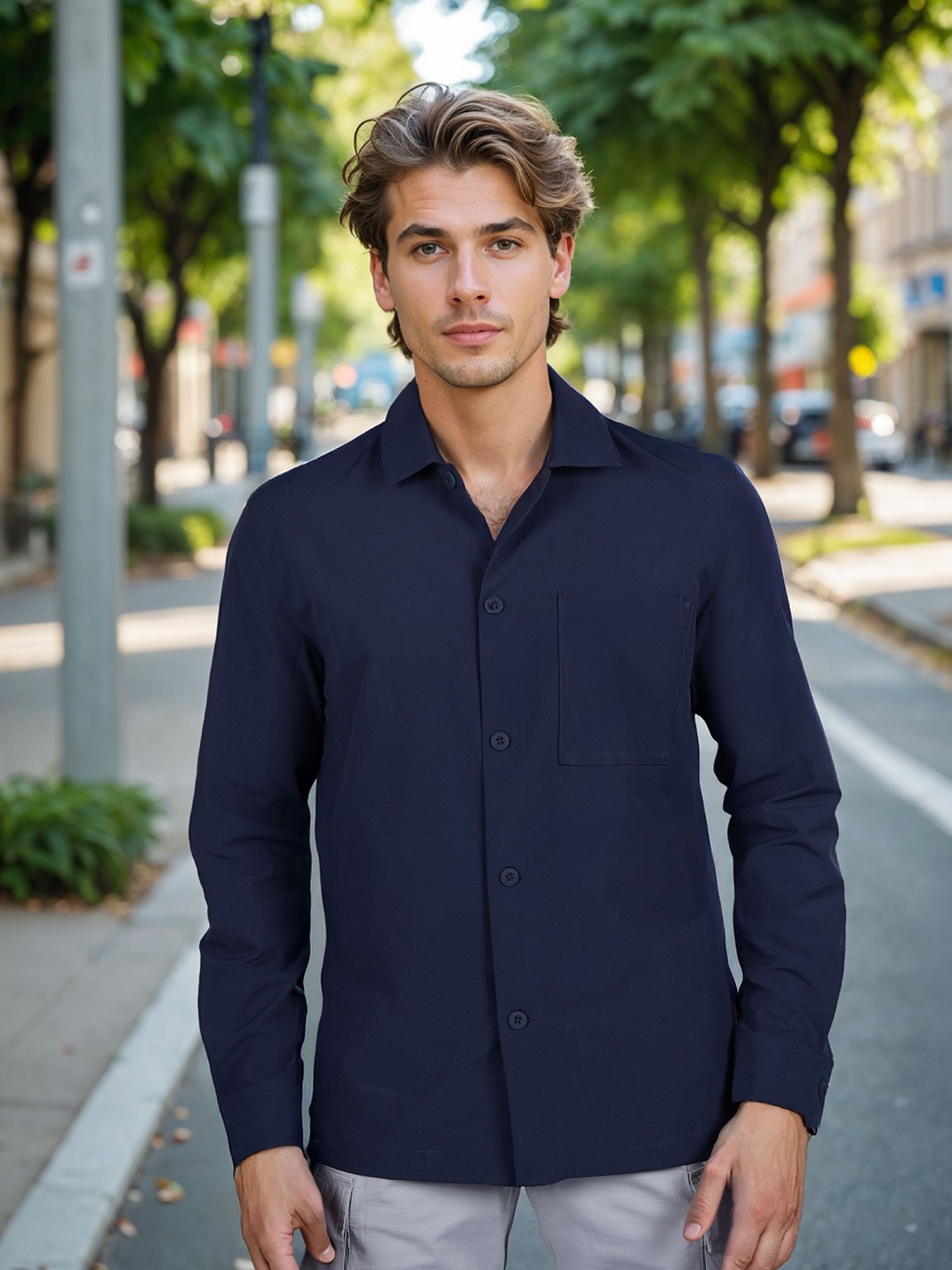 

Celio Classic Oversized Opaque Casual Shirt, Navy blue