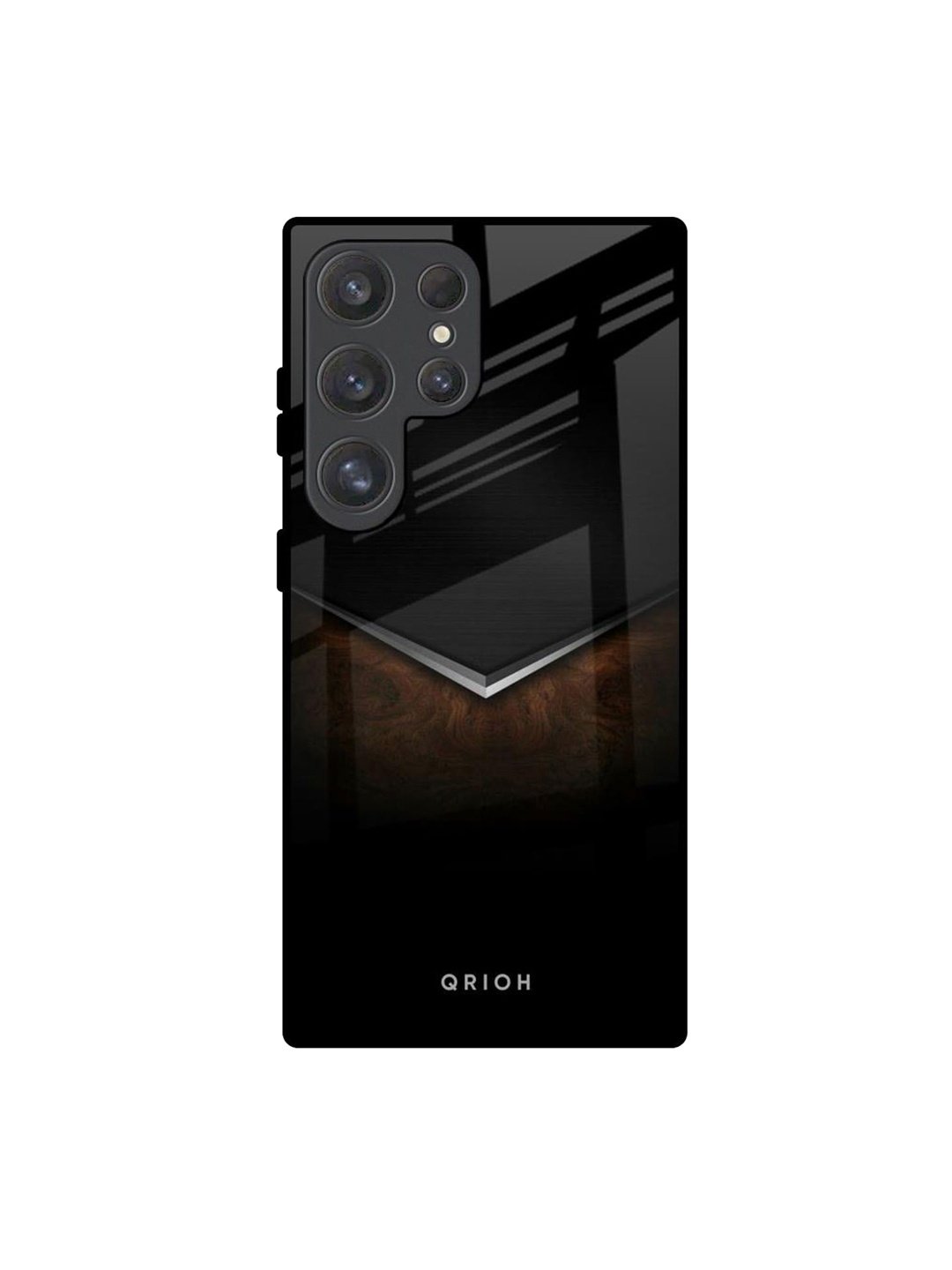 

QRIOH Dark Walnut Real Samsung Galaxy S25 Ultra Impact Resistant Back Case, Black