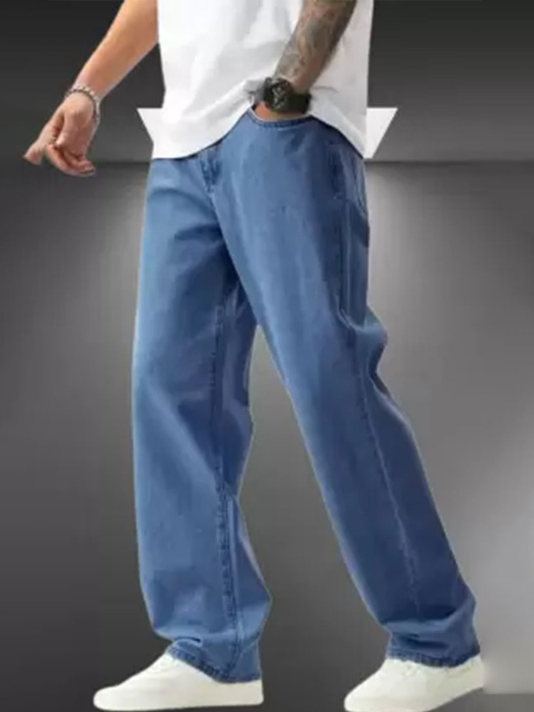 

COMFITS Men Classic Slash Knee Regular Fit Mid-Rise Light Shade Stretchable Jeans, Blue