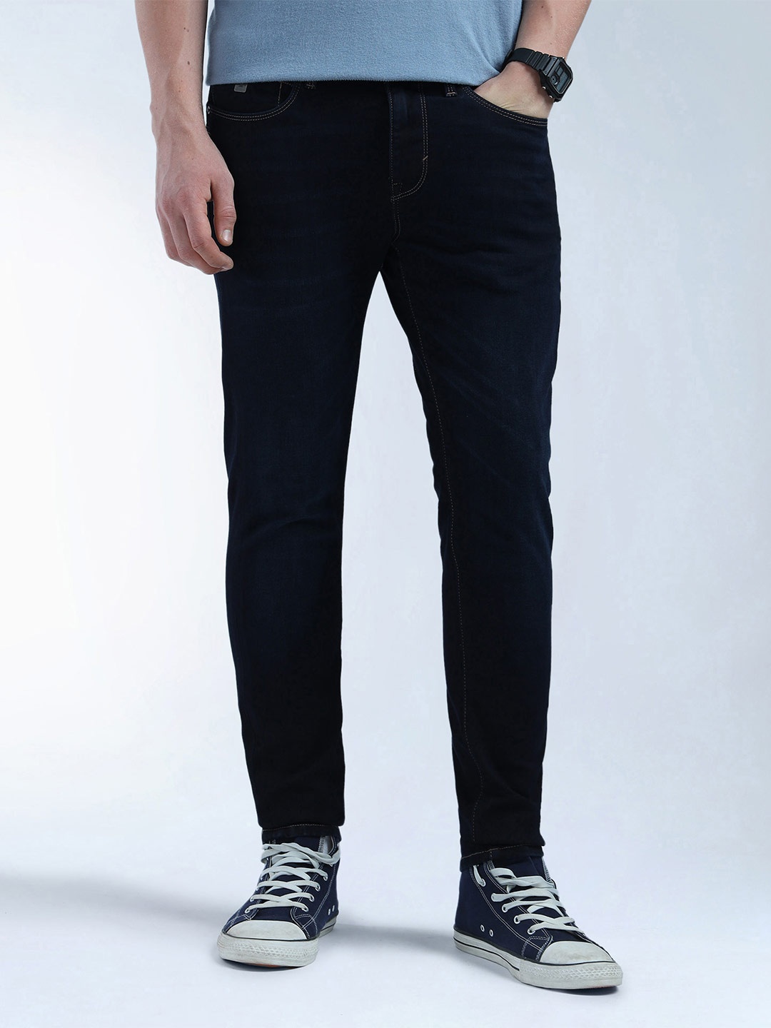 

Flying Machine Men Cotton Skinny Fit Stretchable Jeans, Black