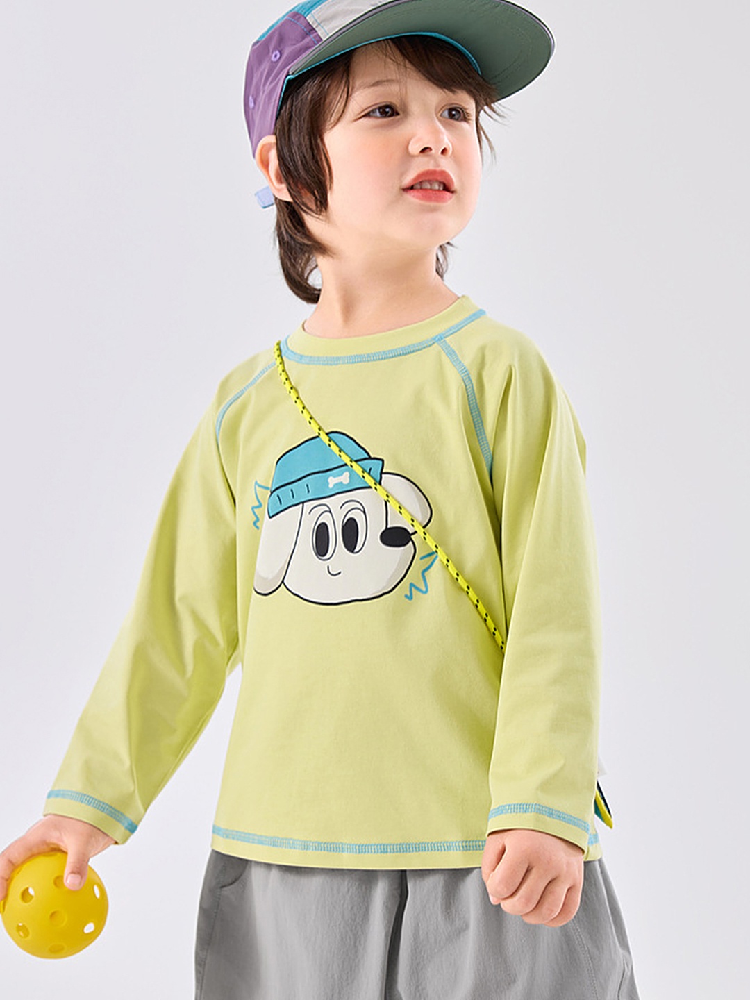 

LULU & SKY Boys Graphic Printed Round Neck Cotton Relaxed Fit T-shirt, Lime green