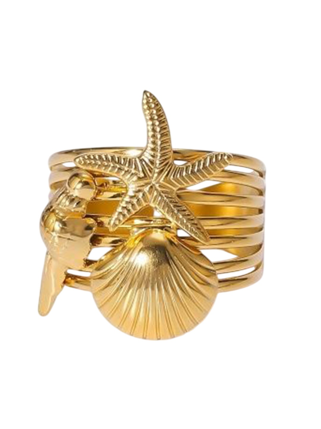 

Just Lil Things Coastal Charm Finger Ring, Gold