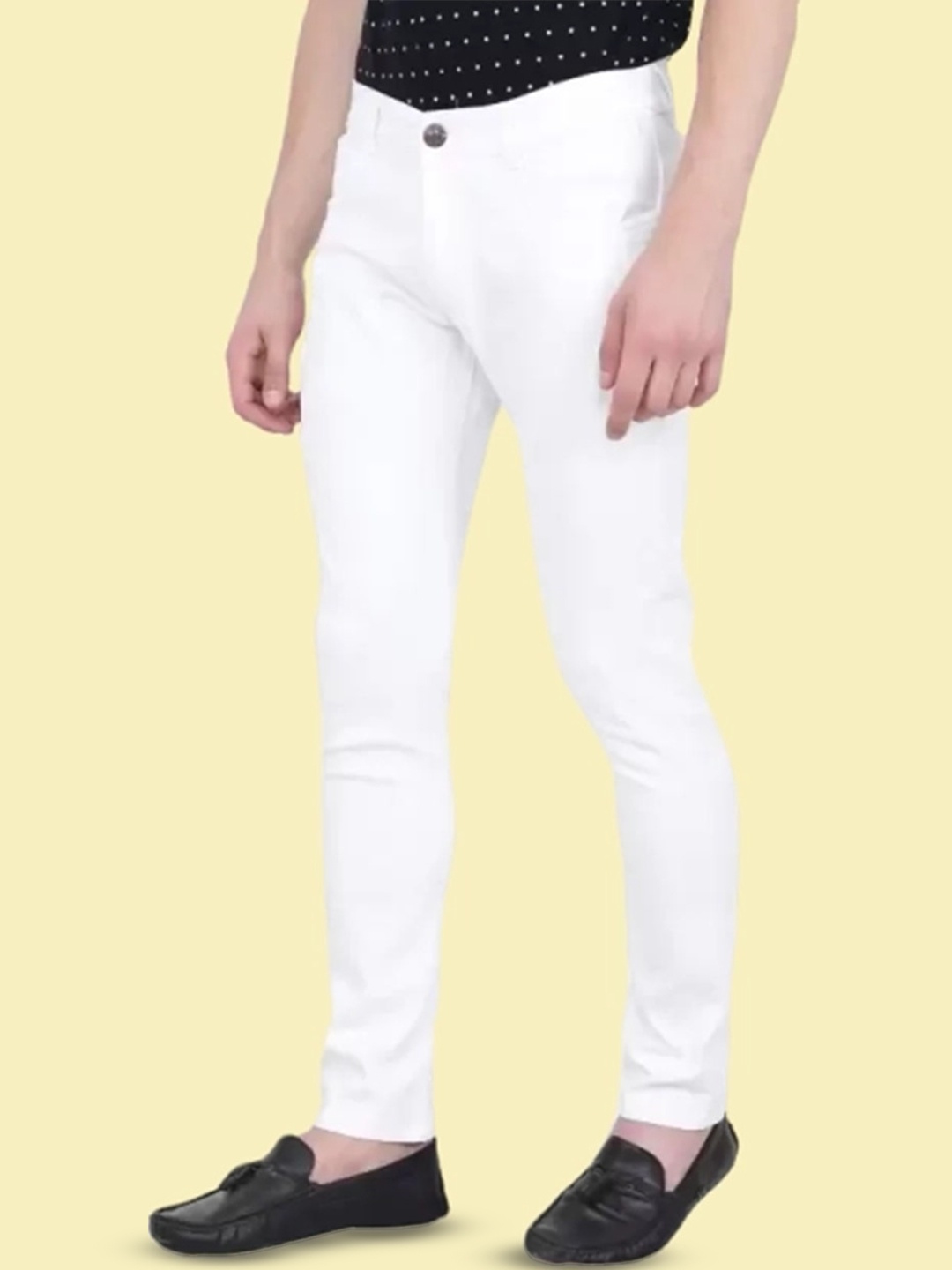 

COMFITS Men Classic Clean Look Stretchable Jeans, White