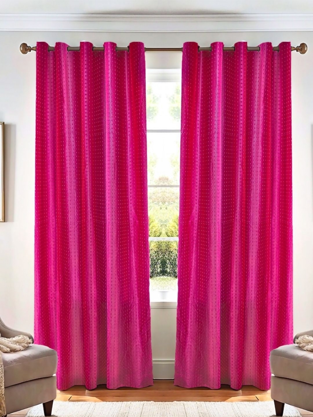 

Kanodia Poly Fab Pink 2 Pieces Room Darkening Long Door Curtain