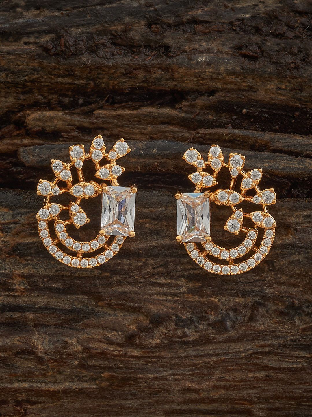 

Kushal's Fashion Jewellery Gold-Plated Contemporary Zircon Studs Earrings, White