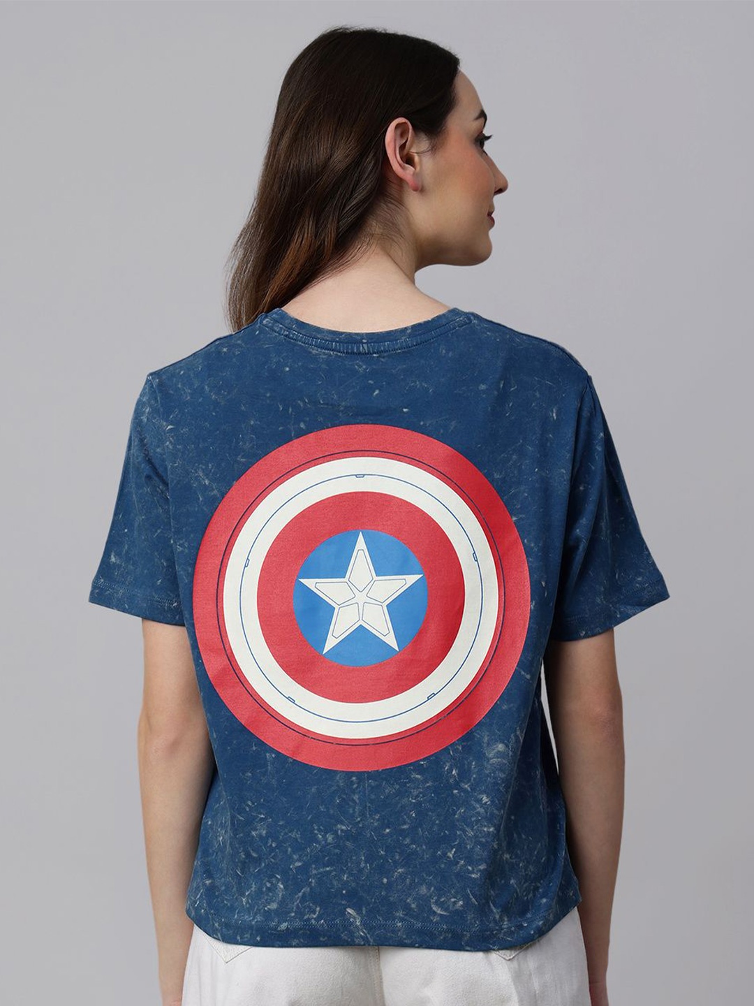 

Free Authority Captain America Printed Pure Cotton T-Shirt, Blue