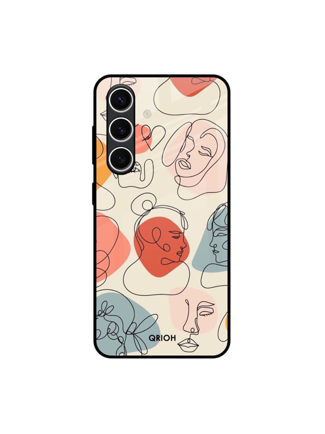 

QRIOH Quirky Abstract Faces Samsung Galaxy S24 FE 5G Back Case, Cream