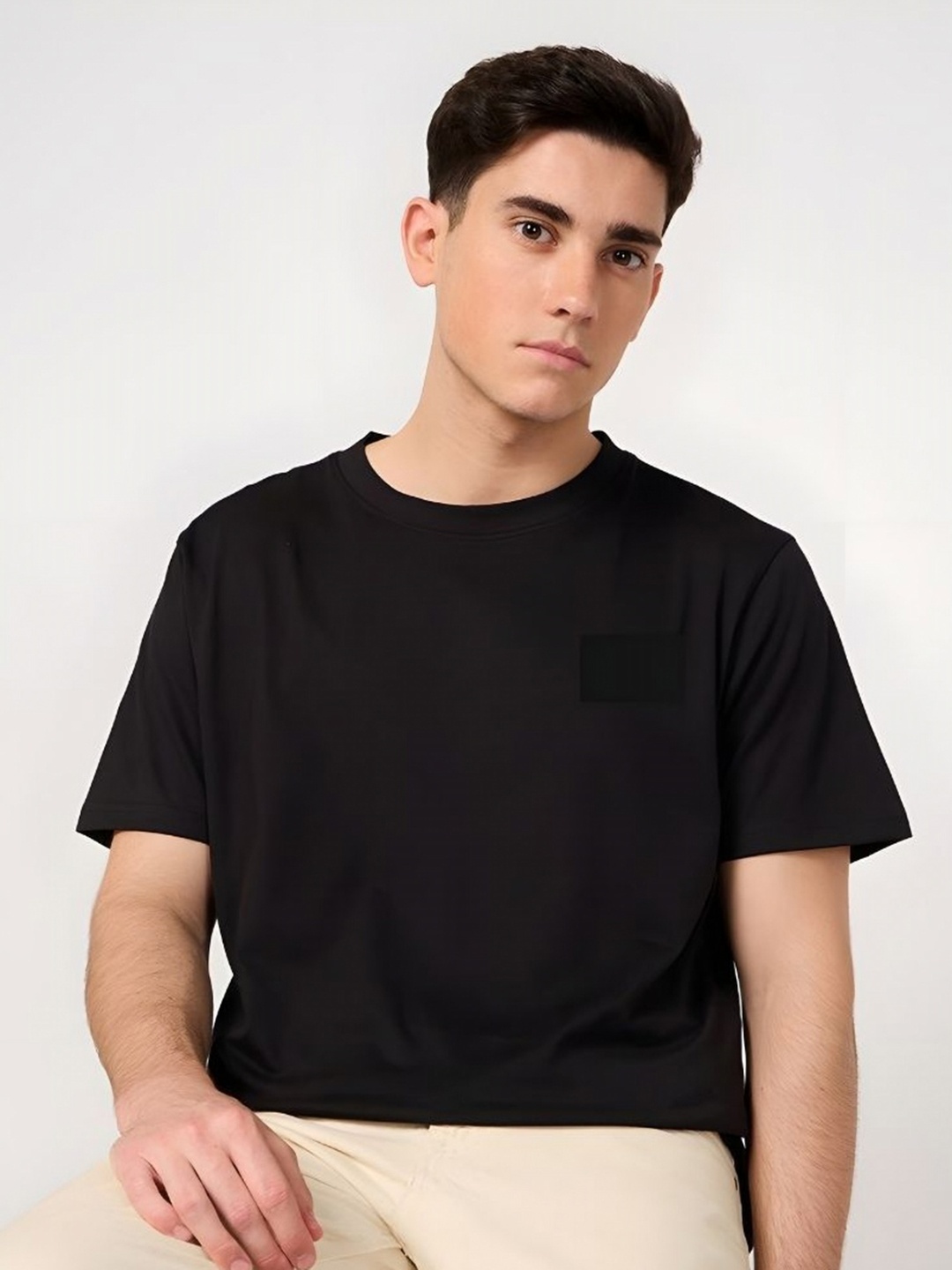 

SZN Men Typography Printed Round Neck Cotton T-shirt, Black