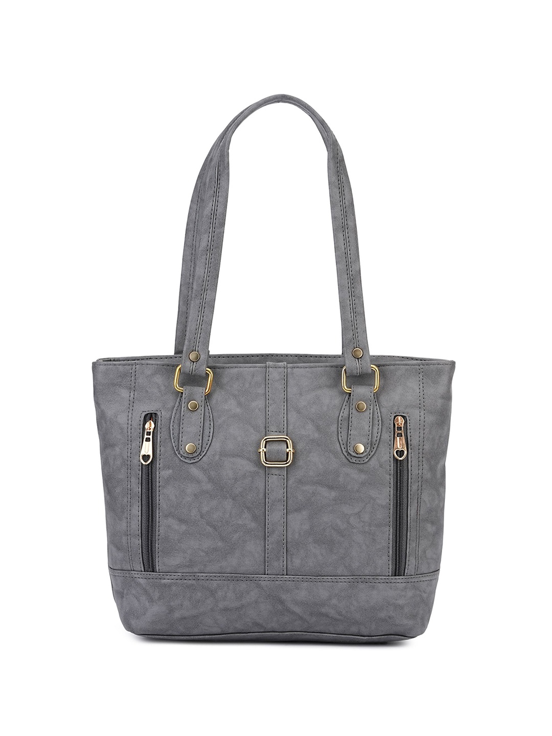 

ZAF Textured Oversized Shopper Handheld Bag with Fringed, Grey