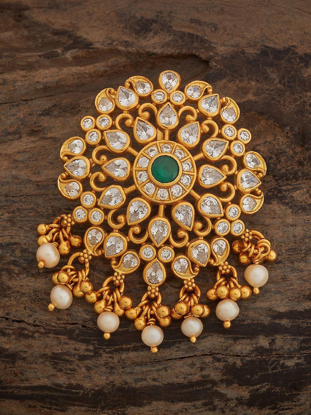 

Kushal's Fashion Jewellery 92.5 Silver Gold-Plated CZ-Studded Contemporary Pendant