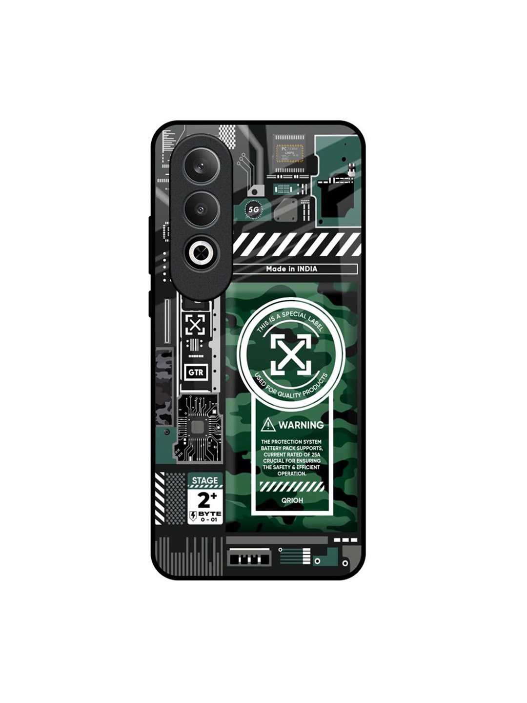 

QRIOH Green Camo Circuit OnePlus Nord CE4 5G Impact Resistant Back Case