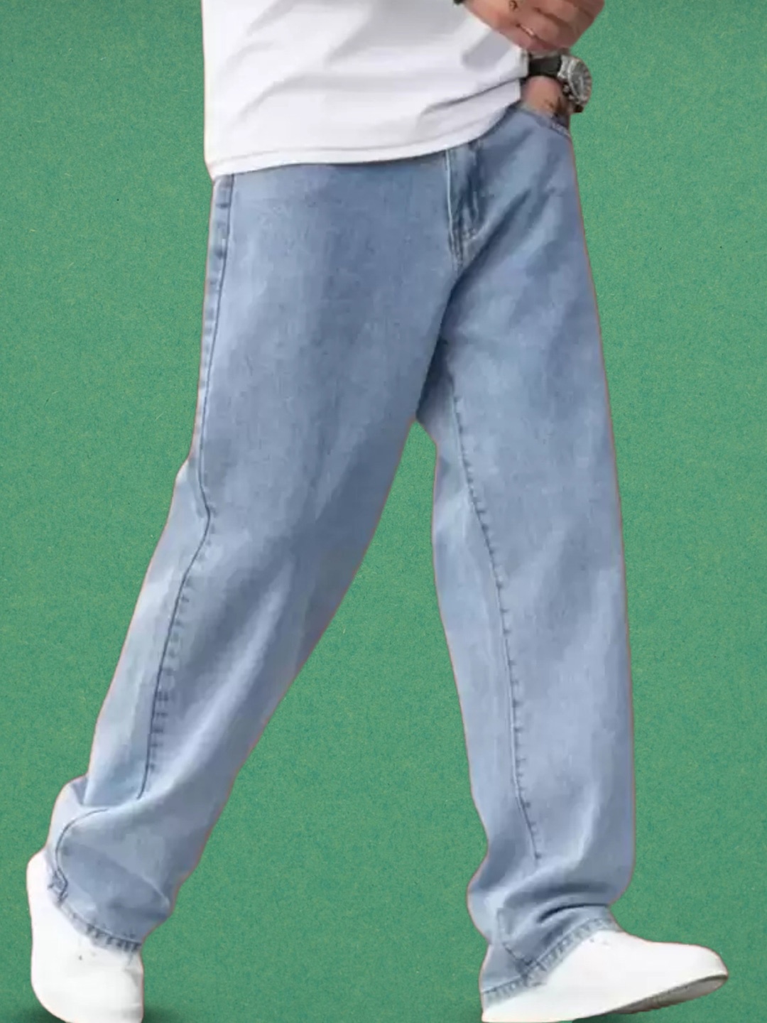 

COMFITS Men Classic Wide Leg Stretchable Jeans, Blue