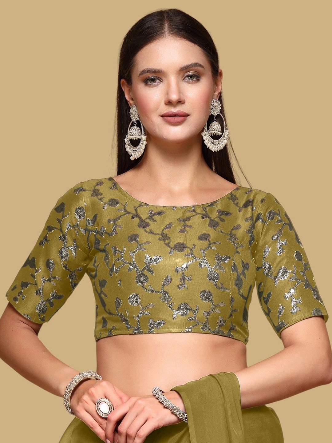 

Oomph! Woven Design Traditional Saree Blouse, Green