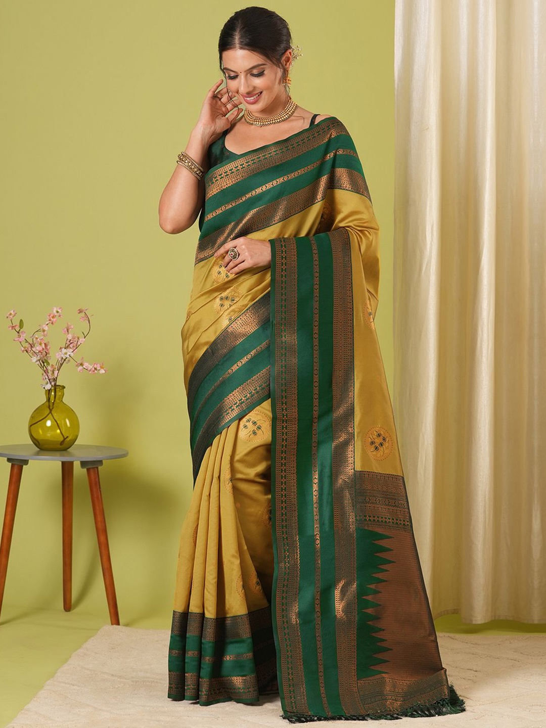 

HERE&NOW Woven Design Banarasi Saree, Yellow