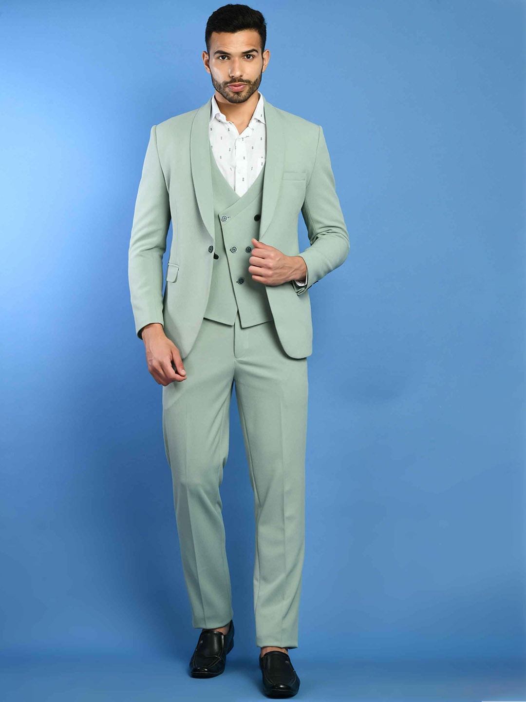 

SQUIREHOOD Smart Fit Cotton Single-Breasted 3 Piece Suits, Lime green