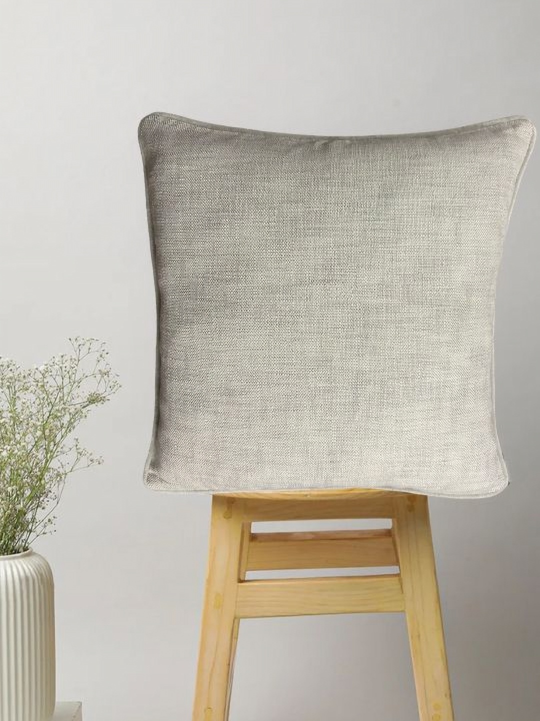 

SAJAVAT Beige Textured Cotton Square Cushion Cover