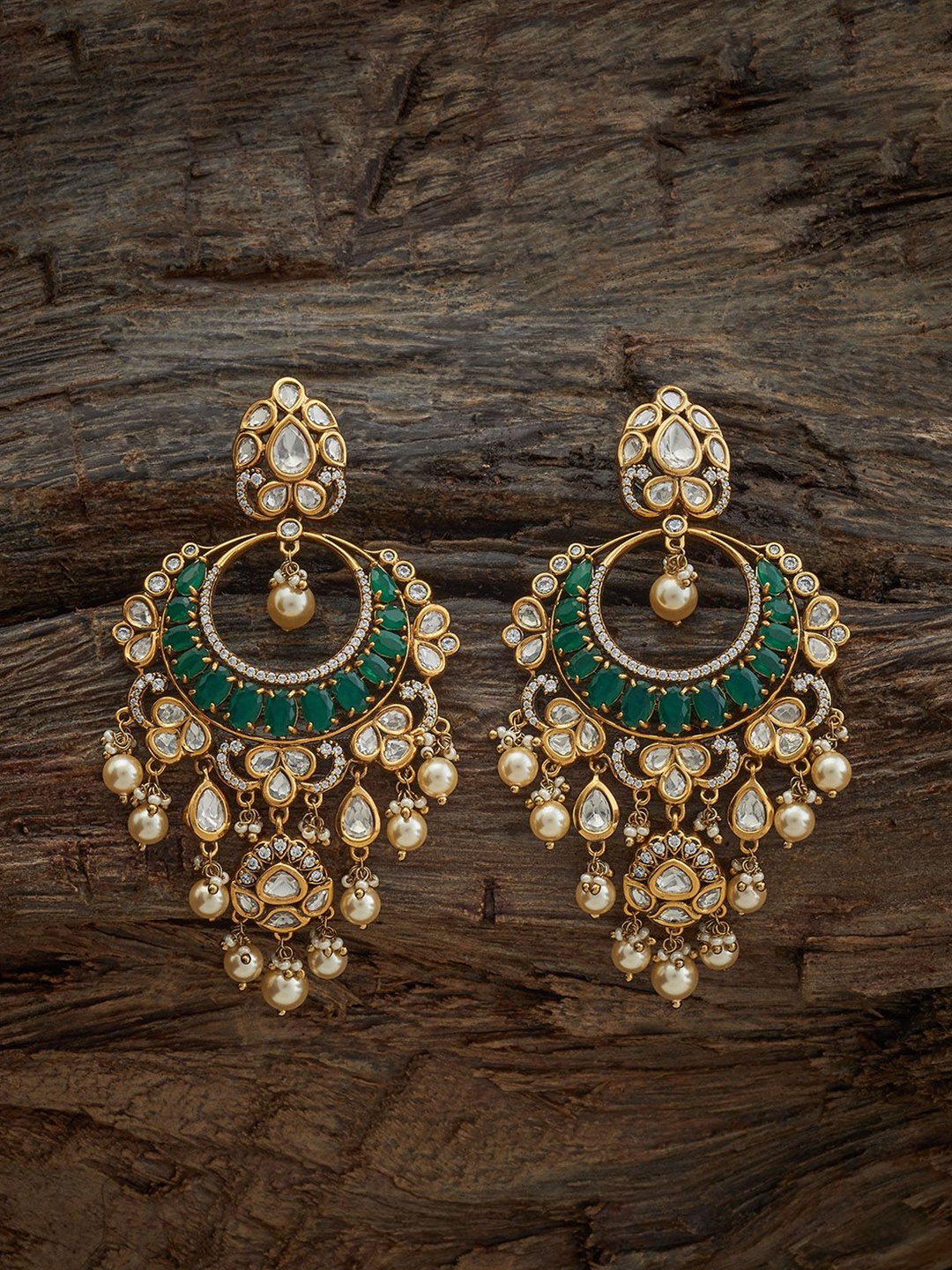 

Kushal's Fashion Jewellery Victorian-Plated Contemporary Kundan Drop Earrings, White