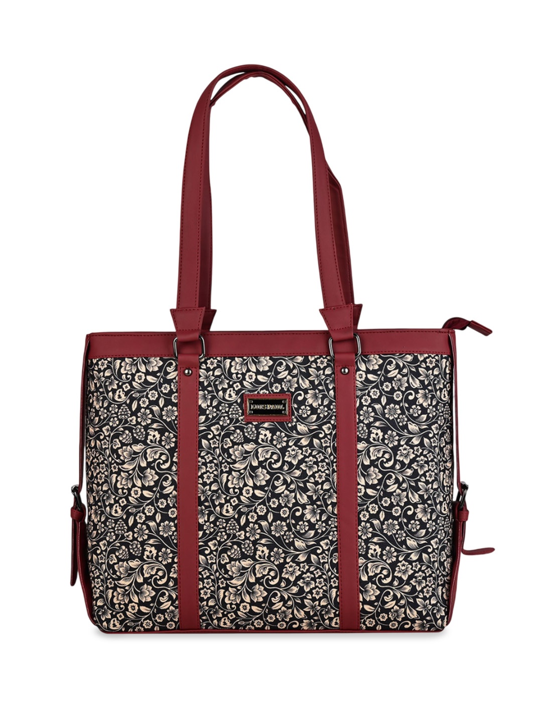

LUIS PAUL Textured Structured Hobo Bag with Tasselled, Black