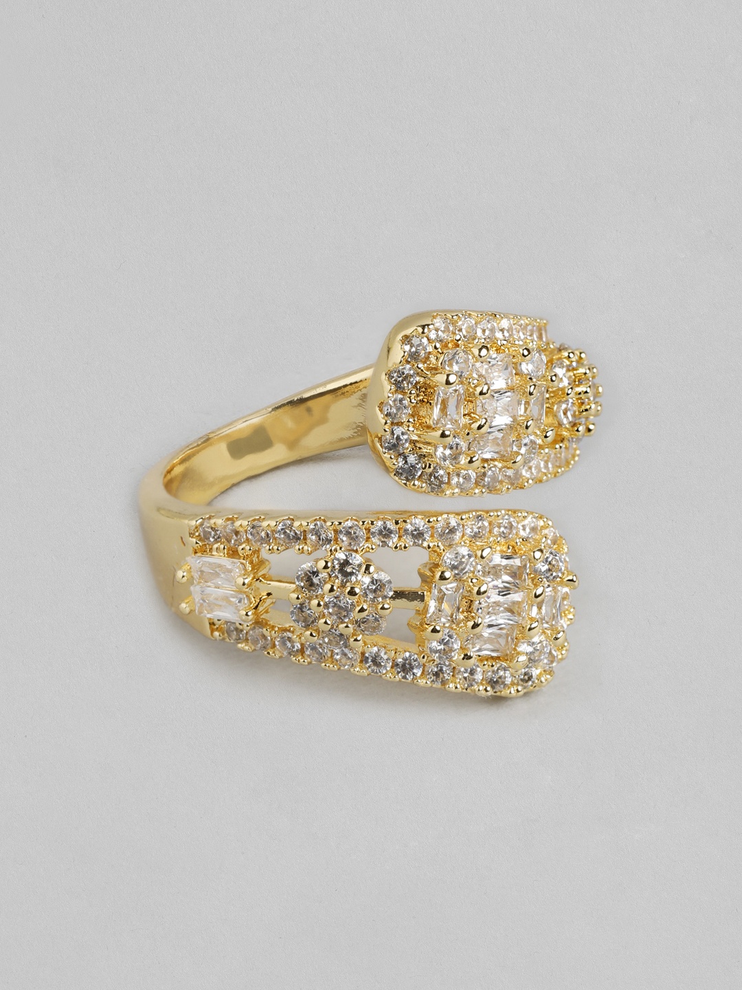 

DressBerry Women Stone-Studded Adjustable Finger Ring, Gold