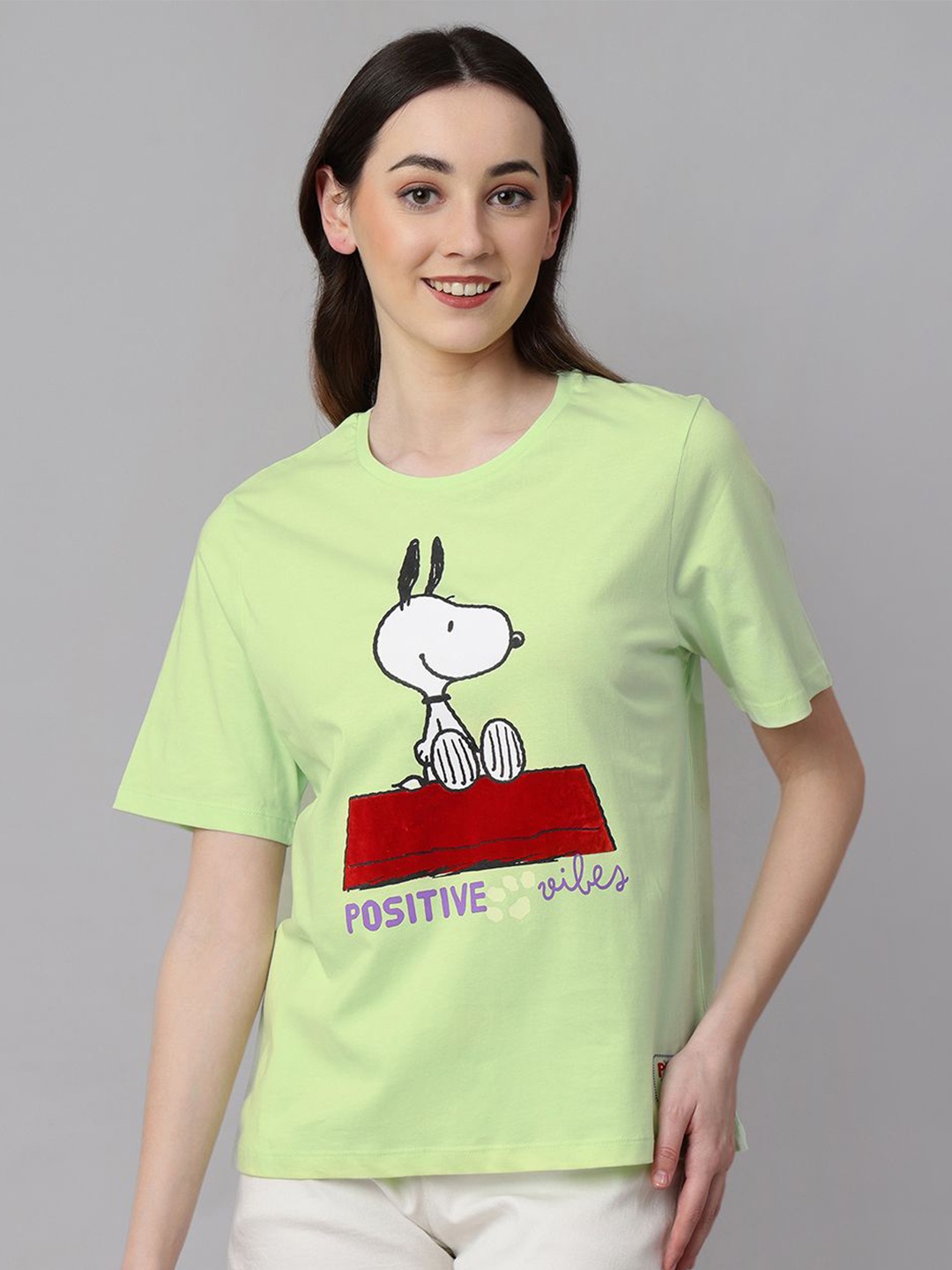 

Free Authority Peanuts Printed Pure Cotton T-Shirt, Green