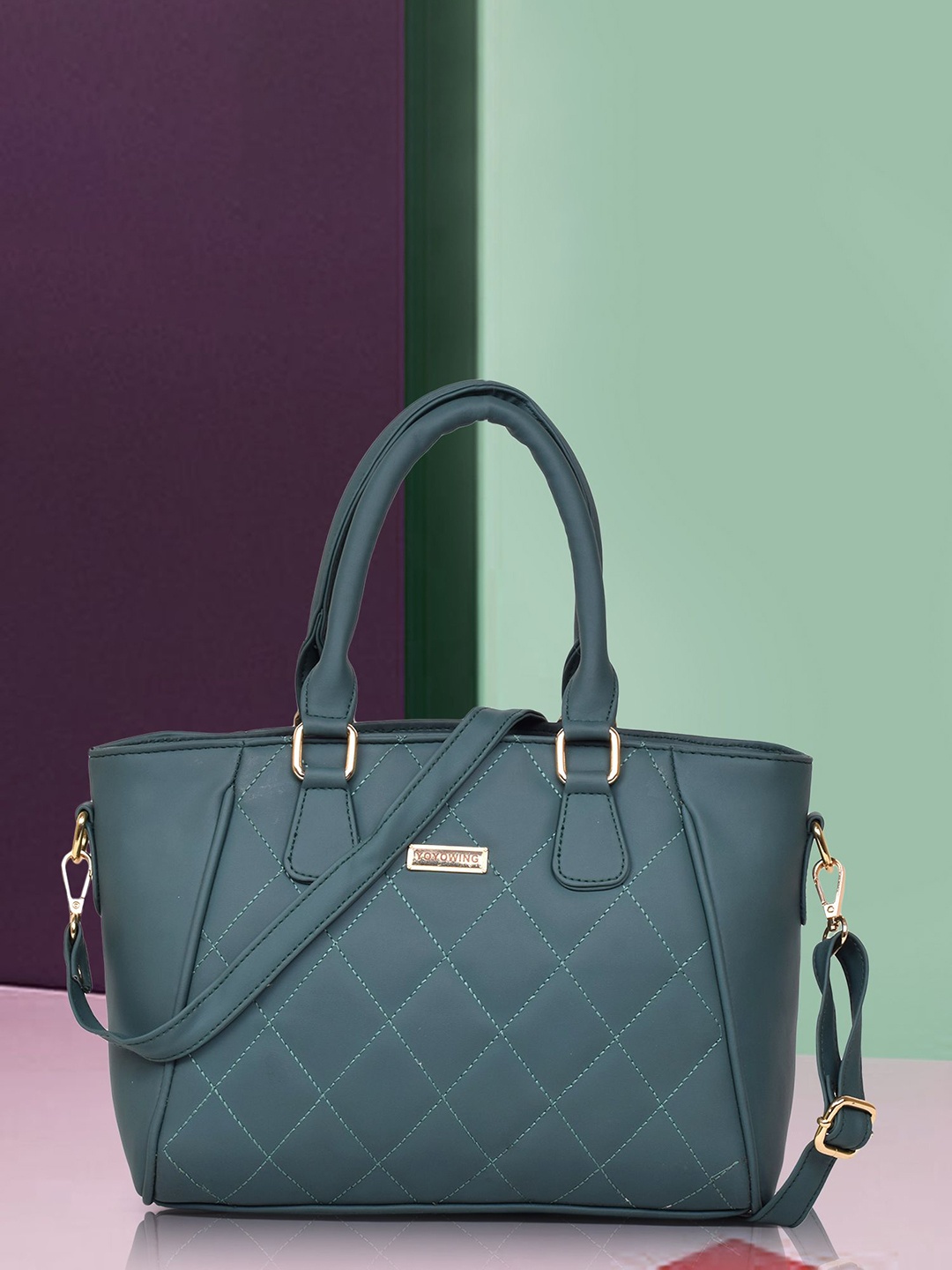

STARWINGS Structured Satchel with Quilted, Green