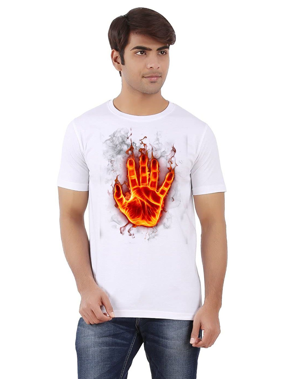 

Unicus Apparel Men Graphic Printed Round Neck T-shirt, White