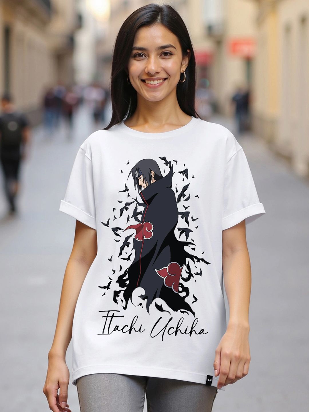 

Bewakoof Naruto Graphic Printed Drop-Shoulder Sleeves Pure Cotton Relaxed Fit T-shirt, White