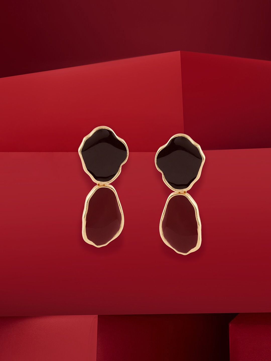 

Zaveri Gold-Plated Contemporary Color Pop Statement Drop Earrings