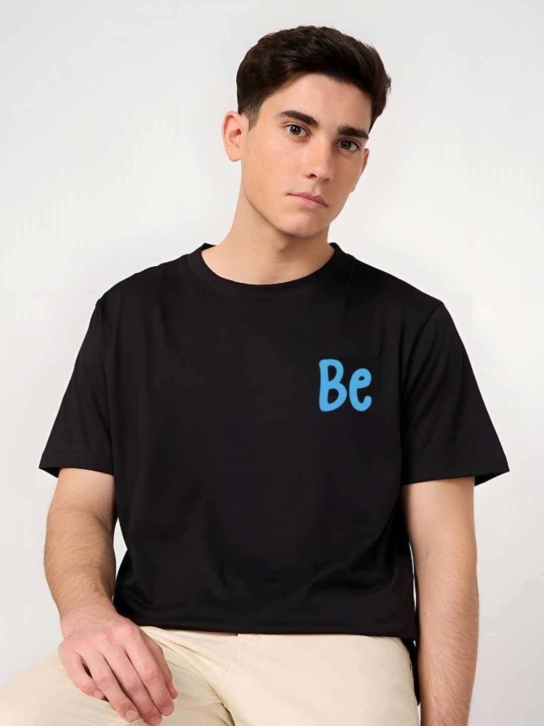 

SZN Men Typography Printed Round Neck Cotton T-shirt, Black