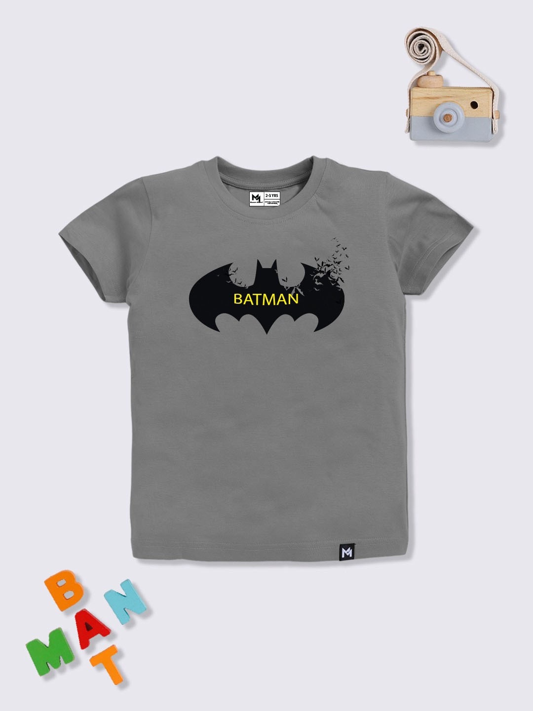 

YK X Minute Mirth Boys Batman Cotton Printed T-shirt, Charcoal