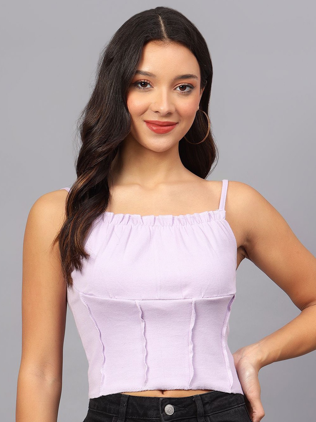 

ZARISTAA Women Cotton Crop Top, Purple