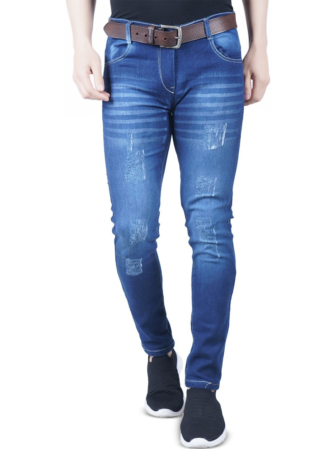 

COMFITS Men Classic Regular Fit Mildly Distressed Light Fade Jeans, Blue