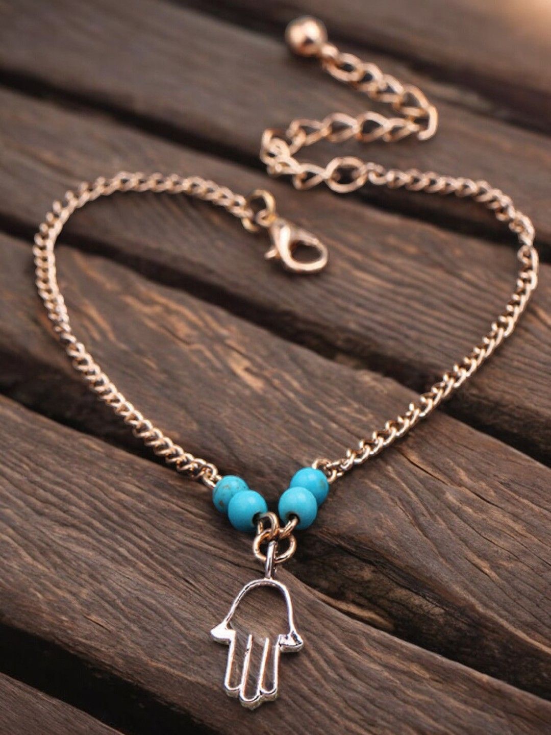 

DressBerry Gold-Plated Bohemian Artificial Beads Beaded Anklet