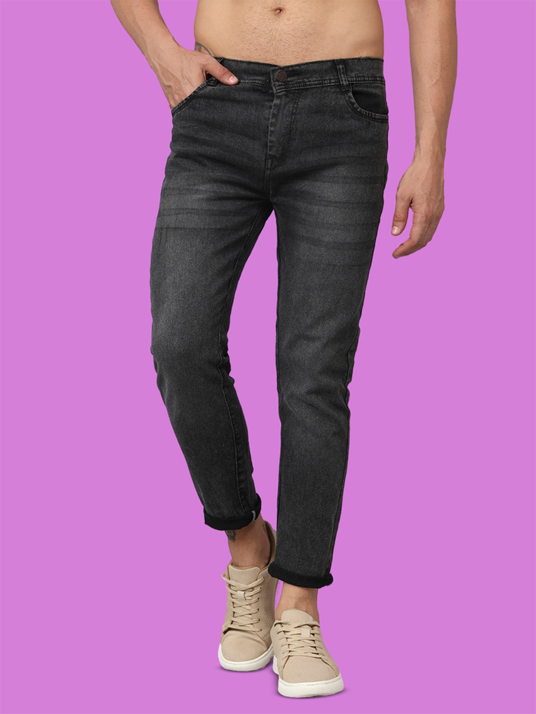 

COMFITS Men Classic Heavy Fade Stretchable Jeans, Grey