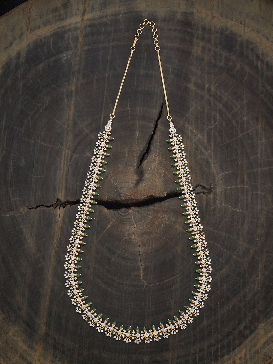 

Kushal's Fashion Jewellery Copper Gold-Plated Cubic Zirconia Studded & Beaded Necklace