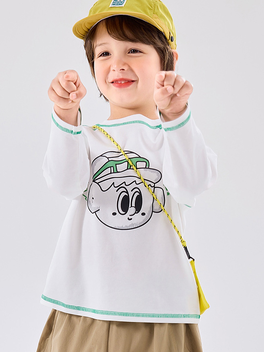 

LULU & SKY Boys Graphic Printed Round Neck Cotton T-shirt, White