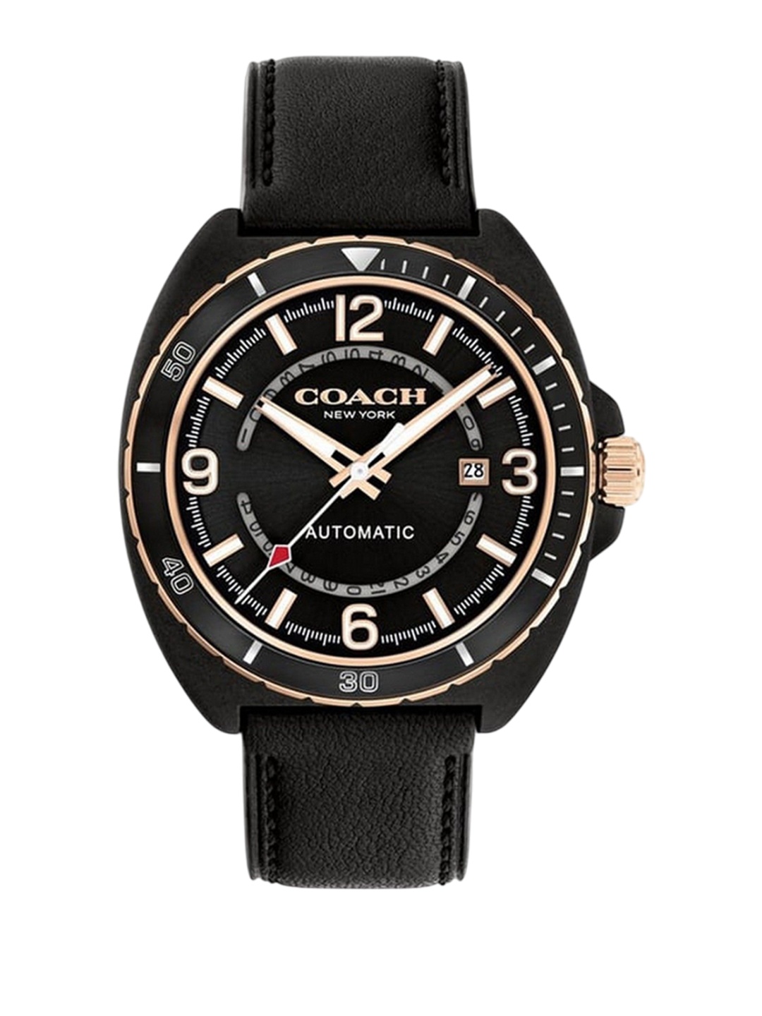 

Coach Men Dial & Leather Straps Analogue Automatic Solar Powered Watch 14602734, Black