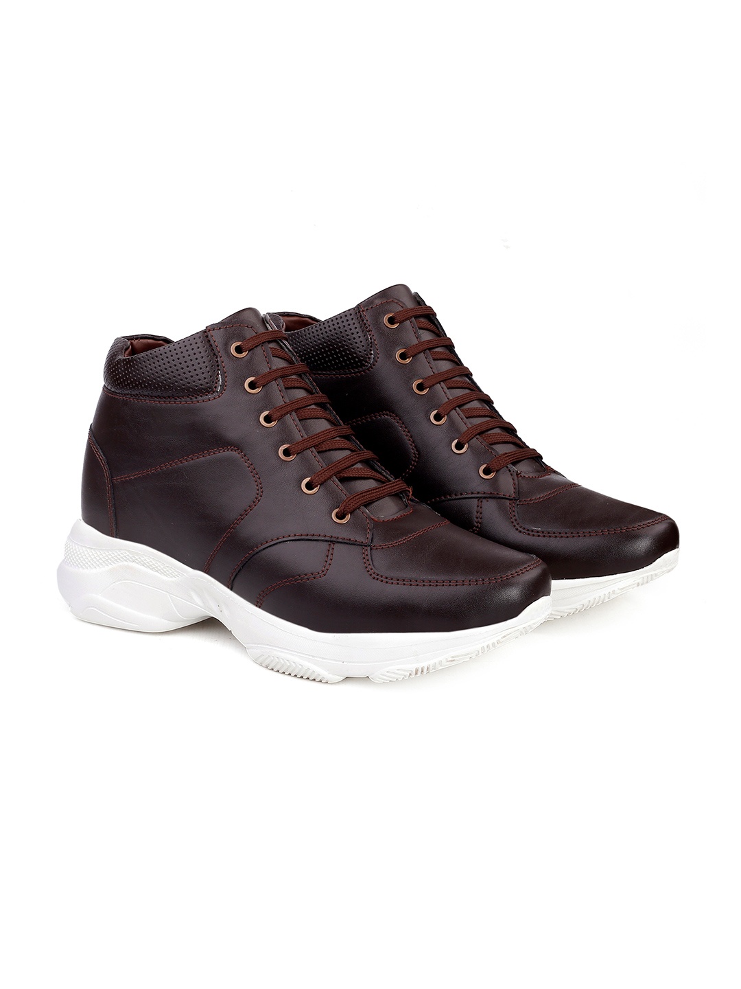 

riffway Men Round Toe Lace-Ups Sneakers, Brown