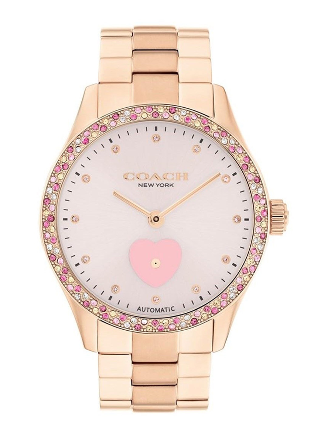 

Coach Women Dial & Stainless Steel Straps Analogue Automatic Solar Powered Watch 14504523, Pink