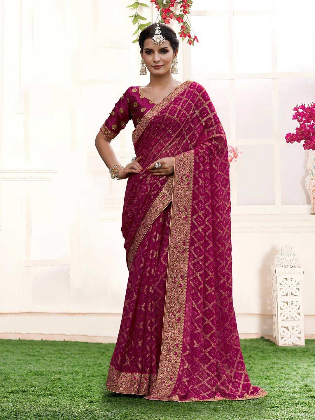 

Rekha Maniyar Woven Design Zari Ready to Wear Bandhani Saree, Purple