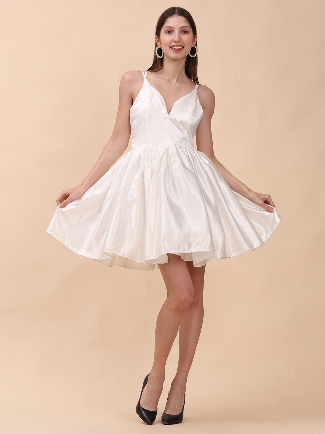 

Phenav Women Fit & Flare Dress, White