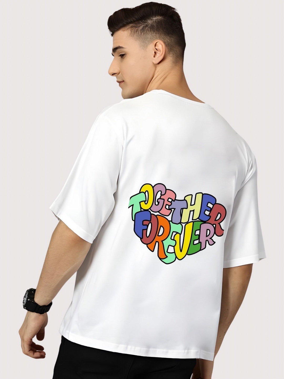 

SZN Men Typography Printed Round Neck Cotton Oversized T-shirt, White
