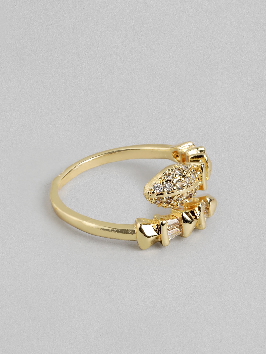 

DressBerry Women Stone-Studded Snake-Shaped Adjustable Finger Ring, Gold