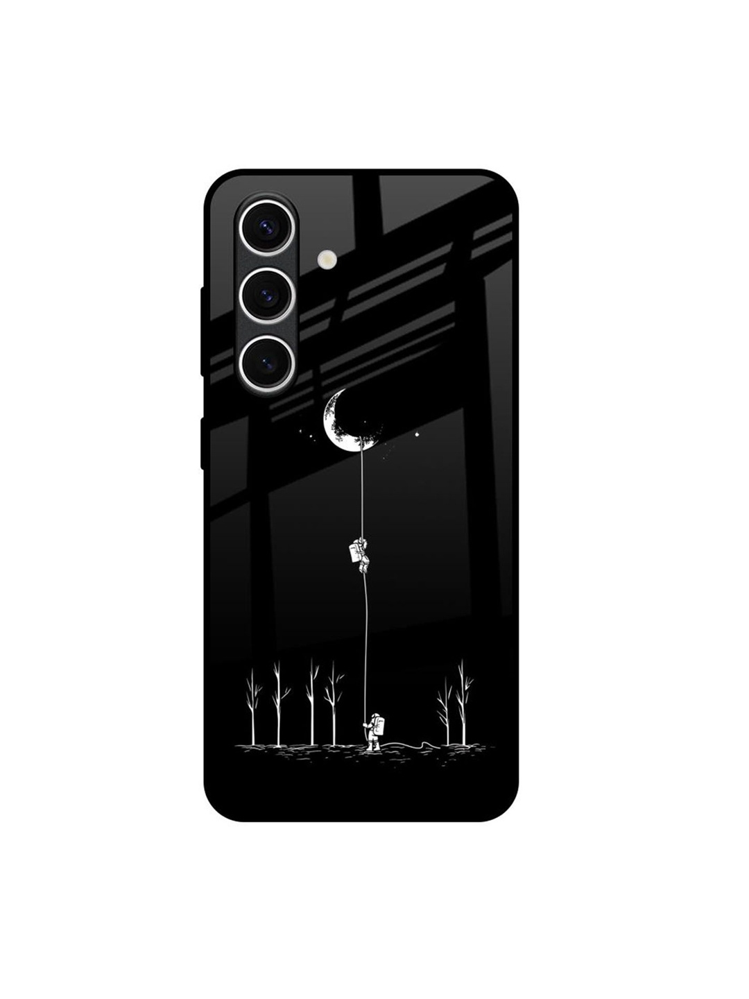 

QRIOH Catch the Moon Real Samsung Galaxy S24 FE 5G Impact Resistant Back Case, Black